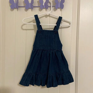 EUC |‎ Hanna Andersson baby girl’s cotton chambray denim tiered dress — 6-12 mo.